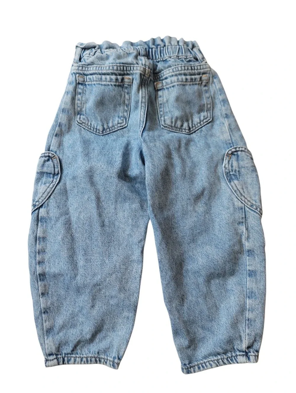 Old Navy 4T Barrel Leg Pants Heart Pockets Denim Jeans Light Wash Horseshoe